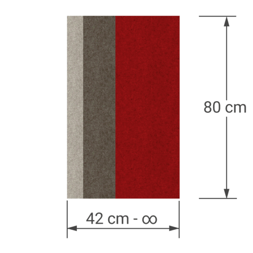felty Filz Pinnwand Wollfilz auf Vliesplatte zur Wandgestaltung Wohnraum Modell Stripes Pinnwand Farbkombination aus 3 Farben Beispiel 01